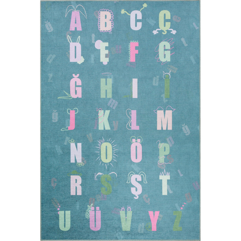 Tapis décoratif Alphabet, Rond 8 pi 3 po