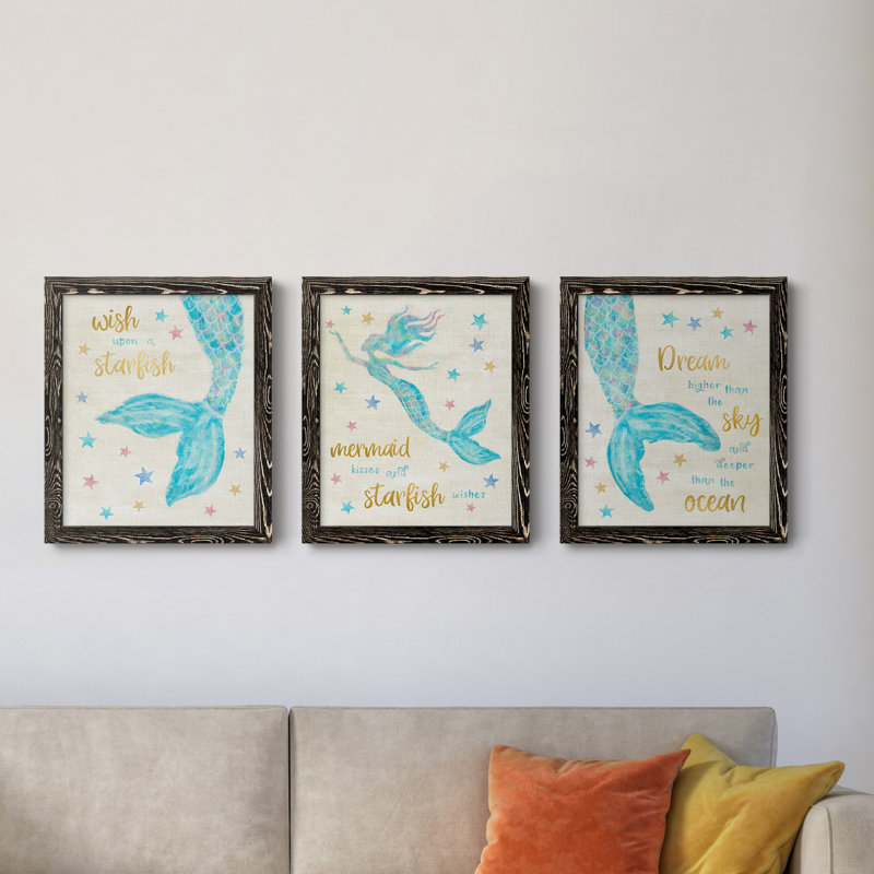 " Mermaid Dream " 3 - Pieces, Black, 31.5" H x 43.5" W x 1" D