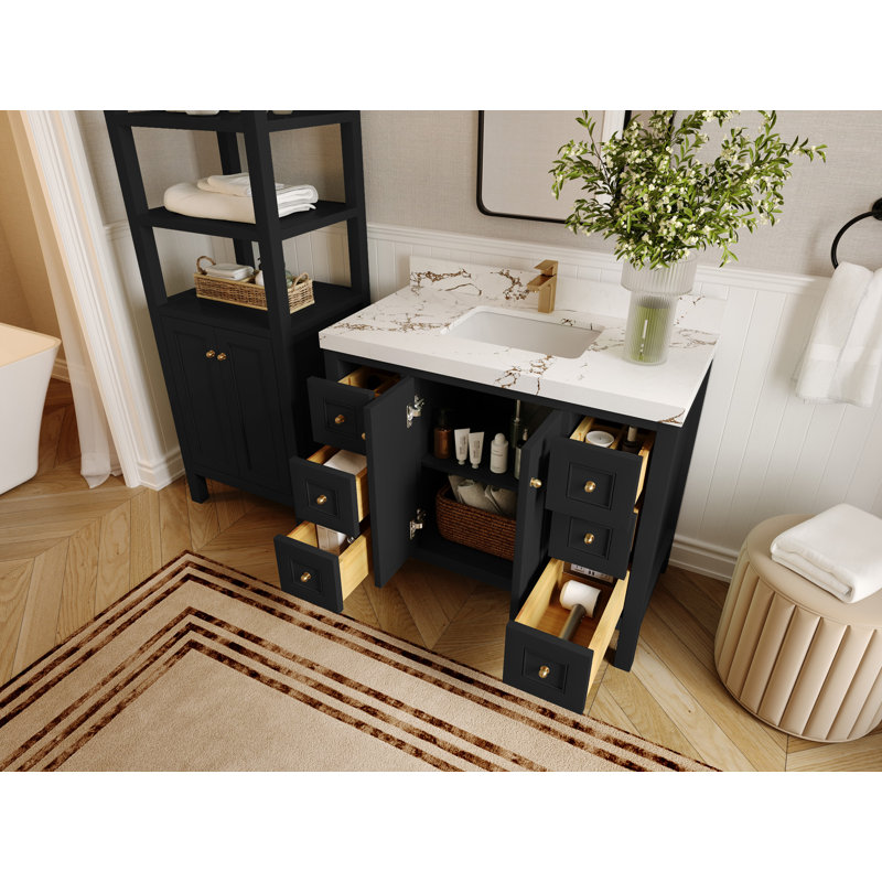 Ensemble de meuble-lavabo simple N x L 4 po x P 2 po Nashville, Doré Viola