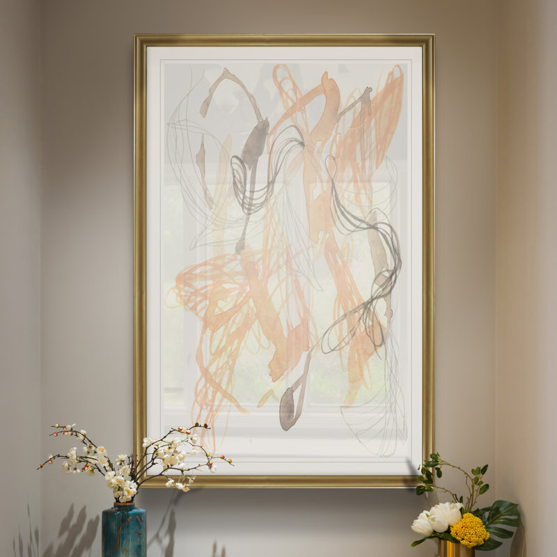 Petal Matrix II - Print on Canvas, 30.5" H x 42.5" W x 1.5" D, Gold Framed