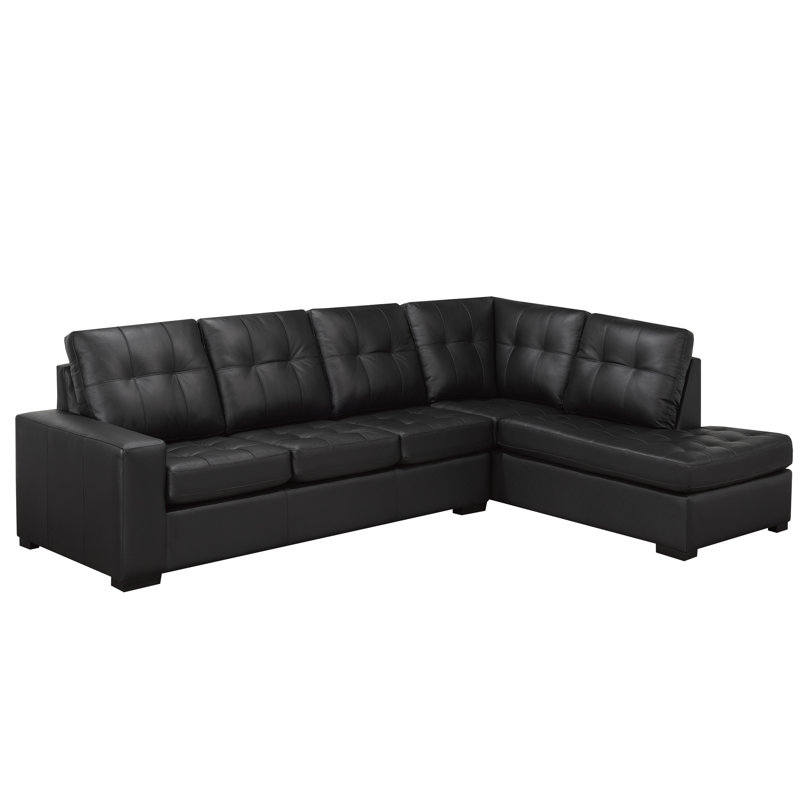 Canapé modulaire en cuir Yeprad, Cuir noir assorti, Face à la droite