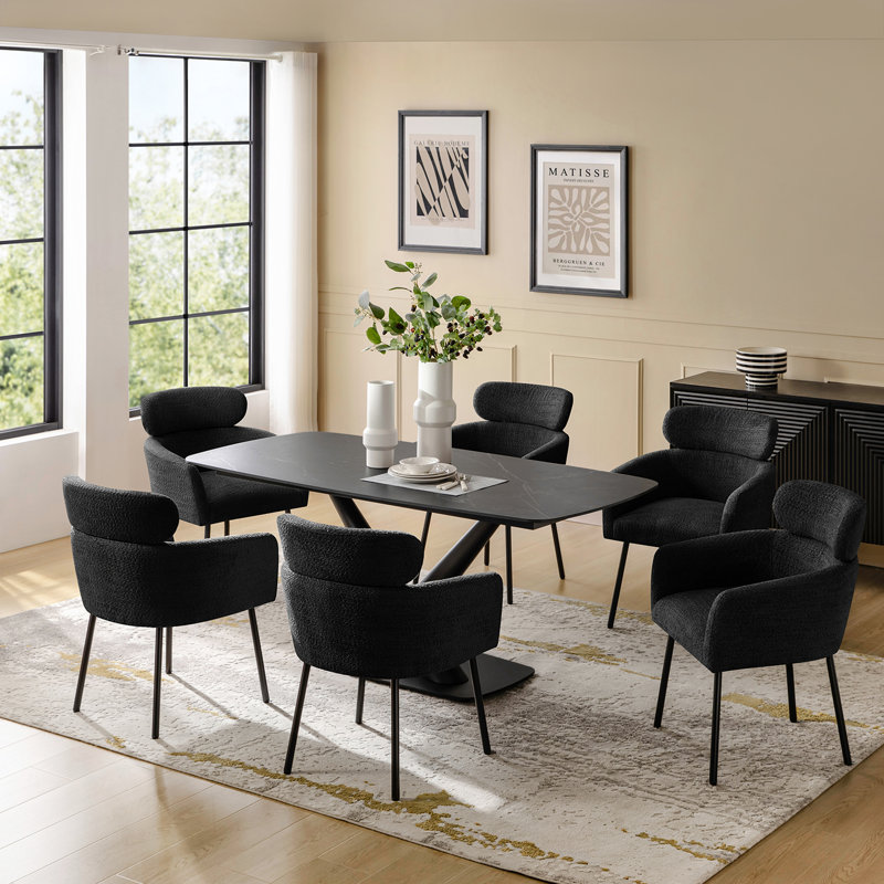 Orletta 7 - Piece Modern Dining Set, Black, Black, Black