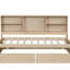 Lit de jour simple avec port USB intégré, 2 tiroirs de rangement et bibliothèques latérales, lit plateforme naturel pour enfants et adolescents-117497140