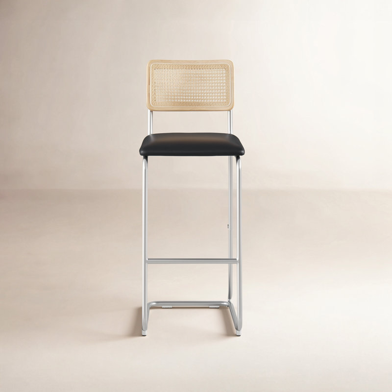 Walsh Vegan Leather Bar & Counter Stool, Midnight Black Vegan Leather, Bar Stool (30” Seat Height)