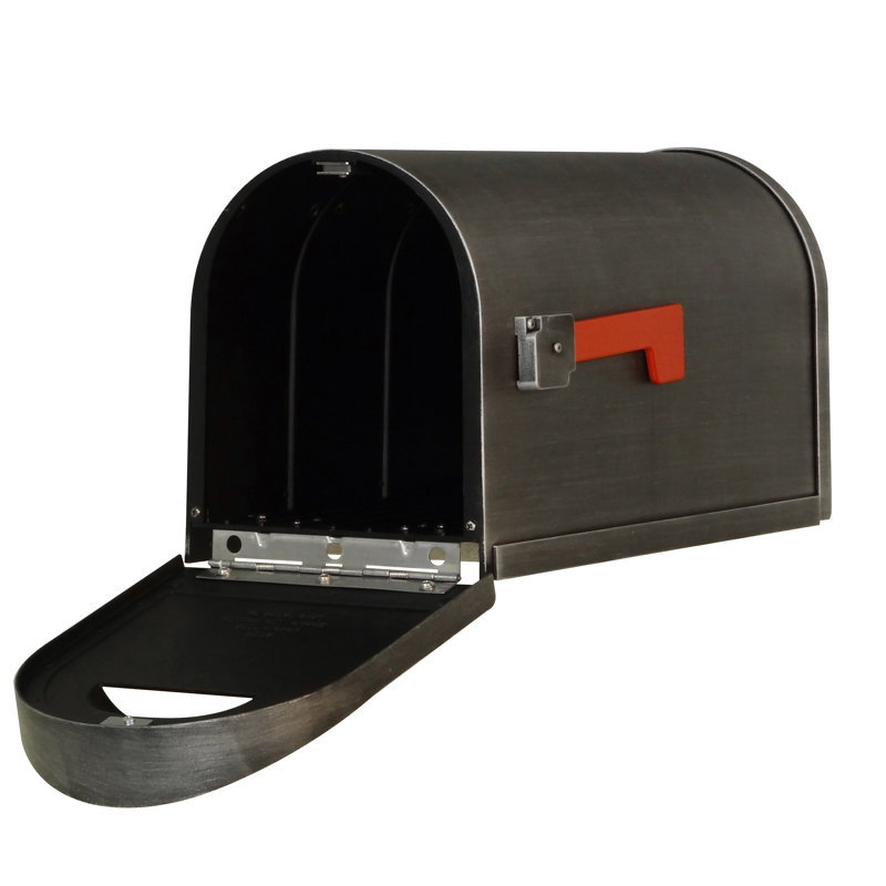 Baldwin Aluminum Post Mounted Mailbox with Magnetic Closure, Swedish Silver