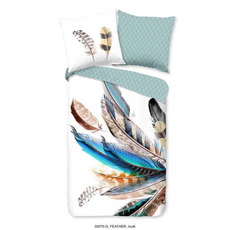 Cotton Floral Duvet Cover with Pillowcases, 155 x 220 cm - 2 Pillowcases 80 x 80 cm