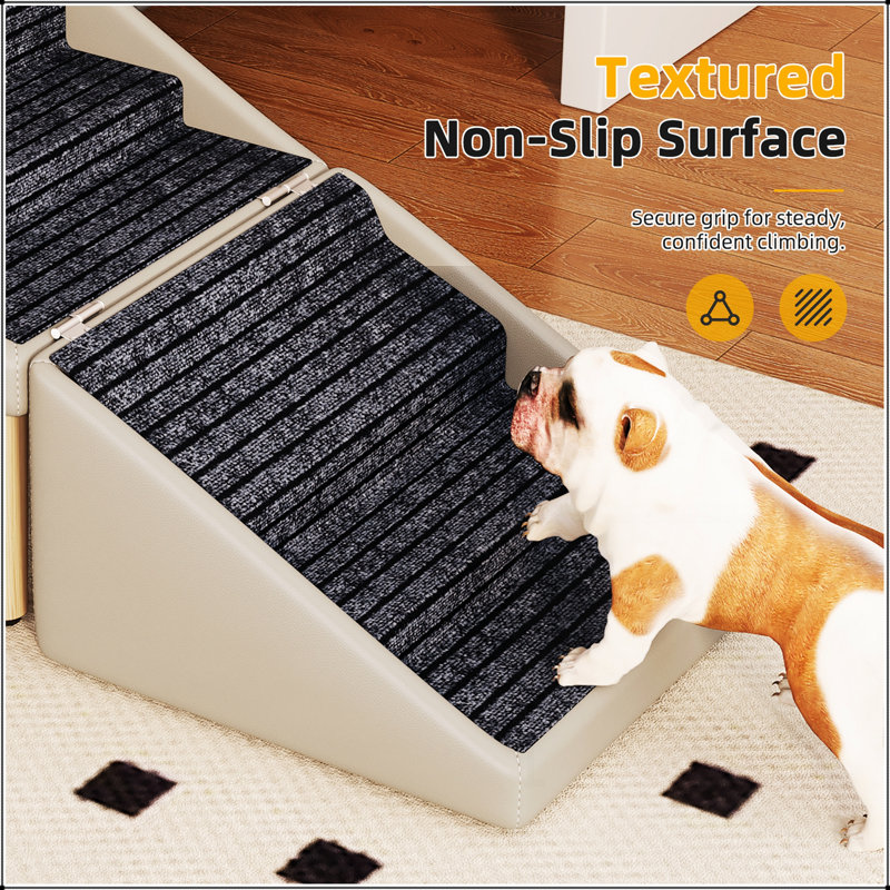 Rampe et escalier pliable pour chien 2 en 1, 22,83 pouces de hauteur, surface antidérapante, idéale pour les grands, moyens et petits chiens, repose-pieds divisé pour un rangement facile