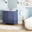Meuble-lavabo bleu marine avec lavabo 30 po 24V03-30Nb. Entièrement assemblé. Comptoir en marbre. Structure en bois massif. Système de fermeture en douceur. Décoration moderne. P 30,18 po x l 18,5 po. H 33,4,4 lb.