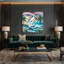 Art hawaïen arc-en-ciel gris sur toile-1889081845