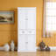 Armoire de rangement pour garde-manger de 72 po, armoires utilitaires autoportantes avec portes, tiroir et 3 tablettes réglables, garde-manger haut pour la cuisine, le salon, la salle à manger, la buanderie, blanc