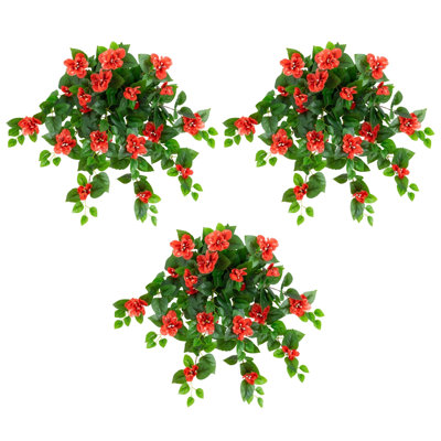 24In. UV Resistant Artificial Azalea Hanging Plant (Indoor/Outdoor) - Set Of 3