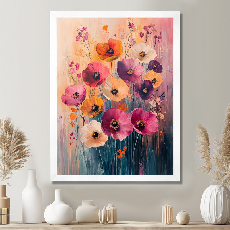 Bart - art mural floral, H 32 po x l 24 po, Reproduction encadrée d'une seule photo, Blanc