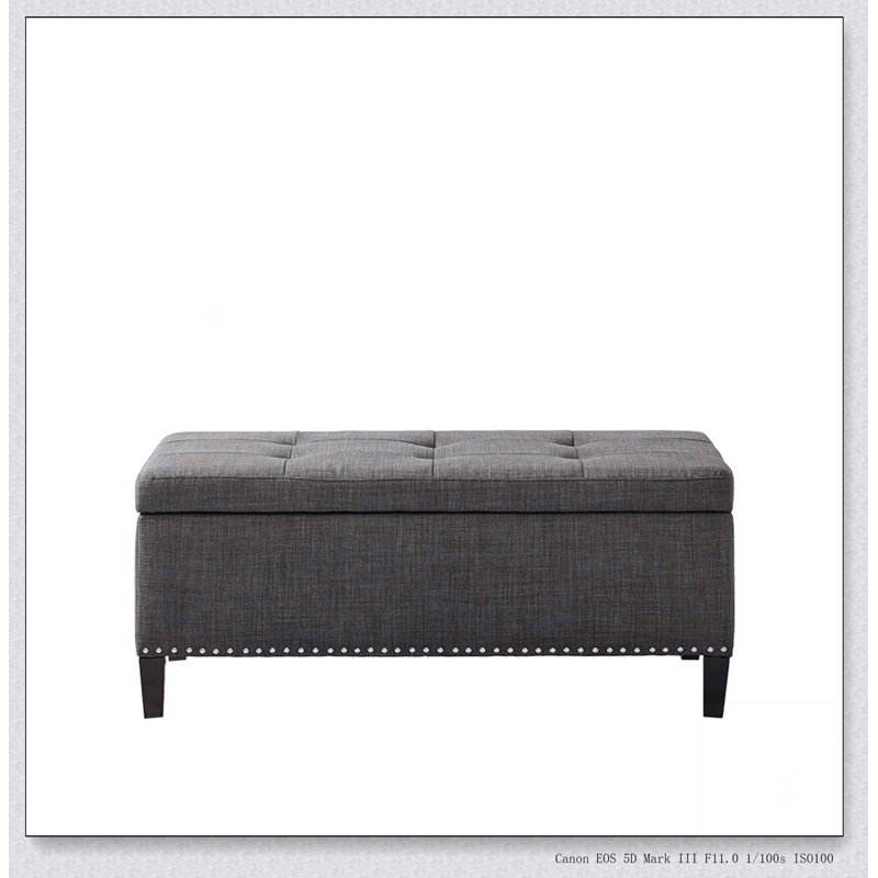 Banc de rangement touffeté à fermeture douce et confortable, Gris anthracite