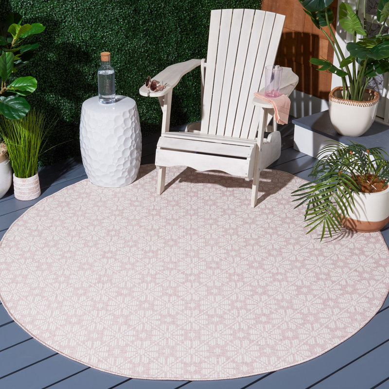 Tapis d'intérieur / extérieur à motif géométrique MSR400, Rond 6 pi 5 po