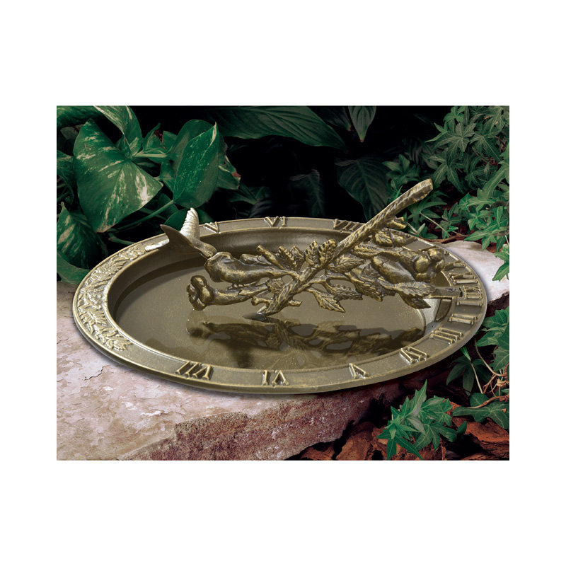 Bain d'oiseau avec cadran solaire colibri, Bronze français