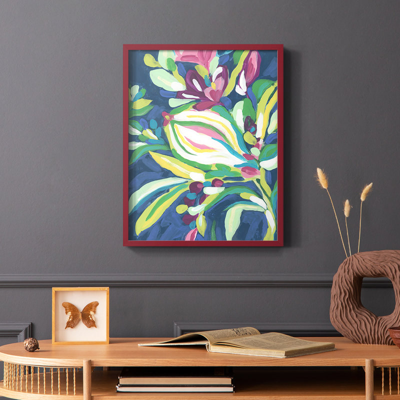 Blue Tropics II, reproduction encadrée - bois massif, Rouge, H 10 po x l 8 po