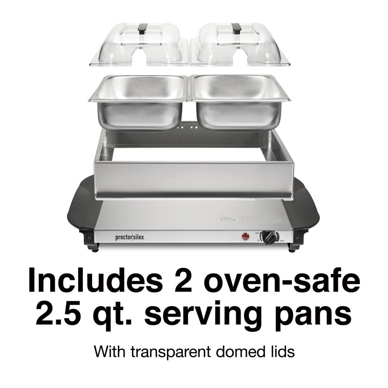 Proctor Silex Double Buffet Server with Stainless Steel Pans