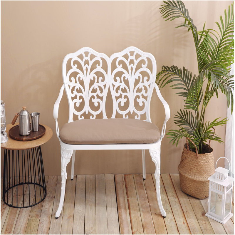Mobilier d'extérieur en aluminium coulé avec rosette de jardin pour l'extérieur, Blanc
