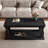 Weathered Black Farmhouse Coffee Table, 47.24" Long Rustic Living Room Table with Storage Shelf-382312783