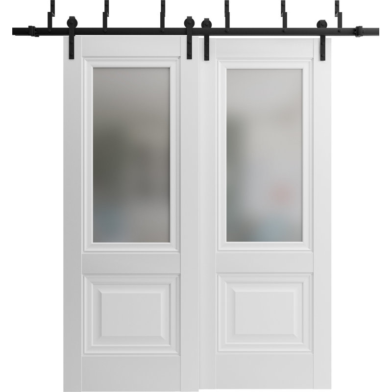 Portes blanches à panneau coulissant Lucia, 56 po x 96 po