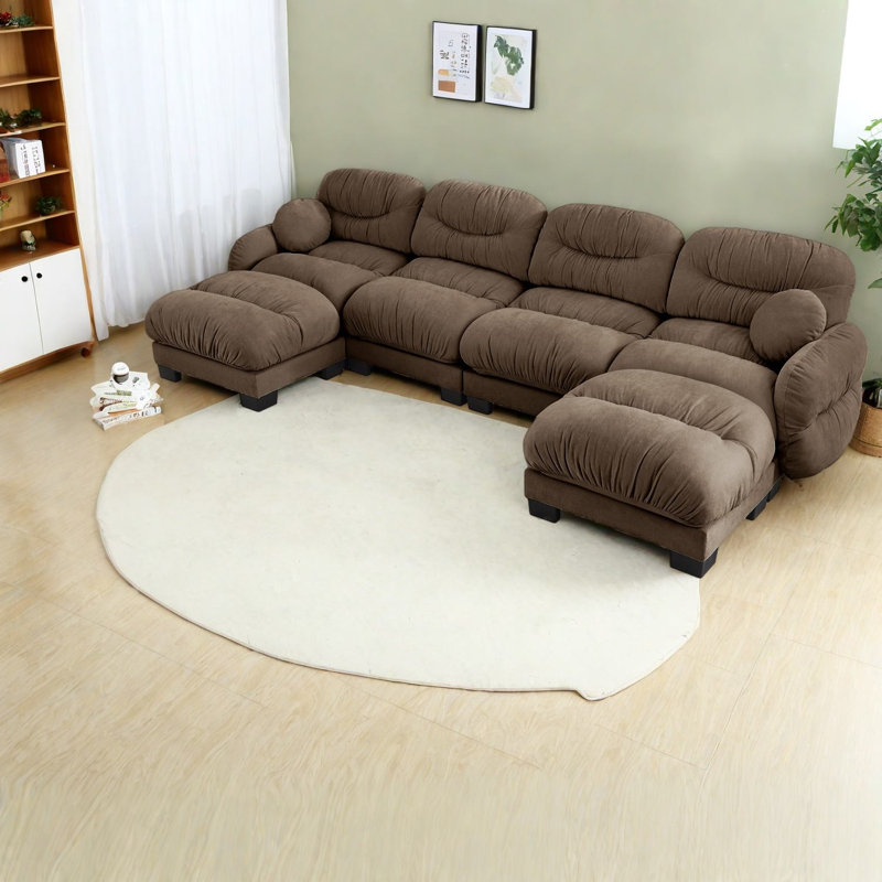 Compression Comfort Sectionals, Chenille 4 Seat Modern Home Sofa