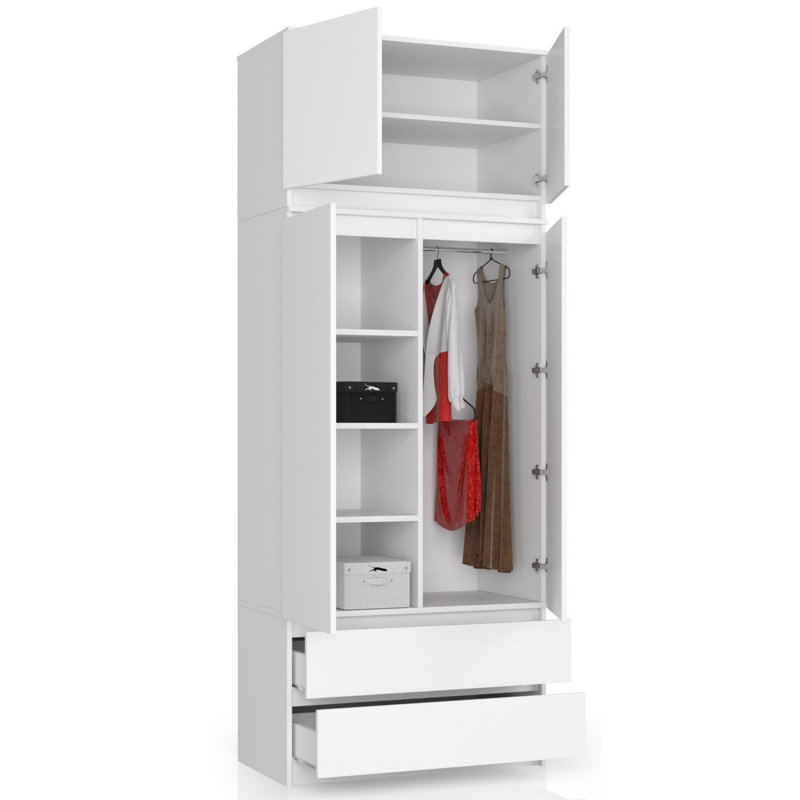 Jacobs 2 Door Manufactured Wood Wardrobe, White