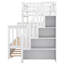 Lit simple superposé au dessus d'un lit double avec gigogne et escalier, blanc-1332144290