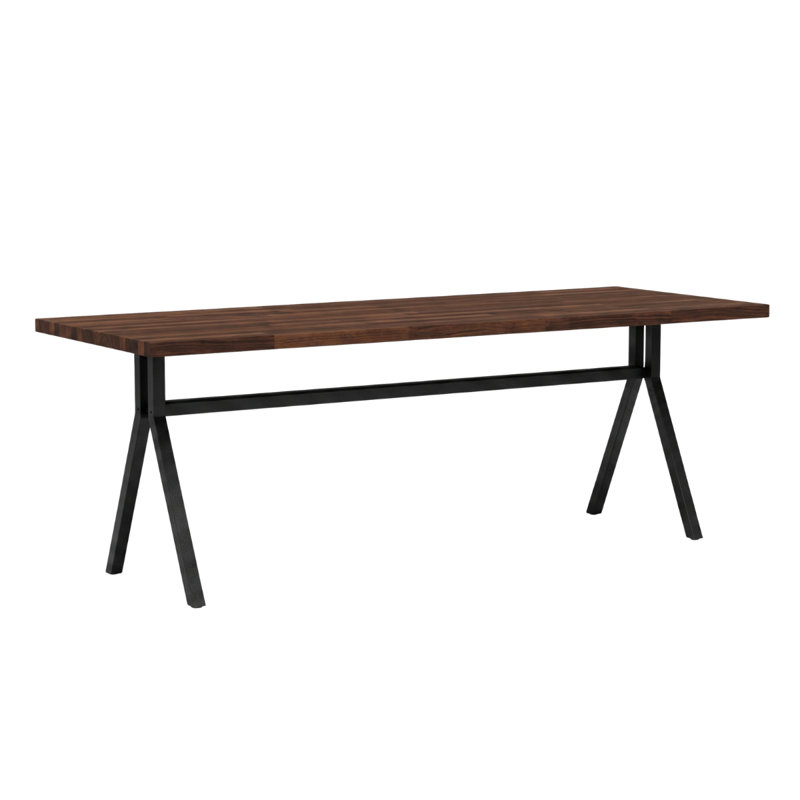 Strut Café Dining Height, 30"H x 84"L x 36"W, Dark Brown Wood, Black