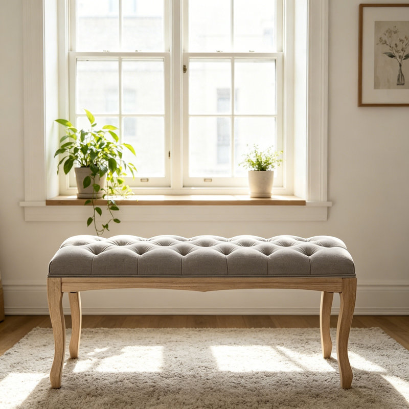 Banc de hall d'entrée rembourré, Grey