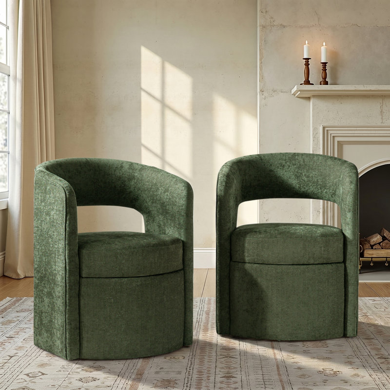 Aadhira 25.5"W Modern Movable Dining Chair With Storage, Forest