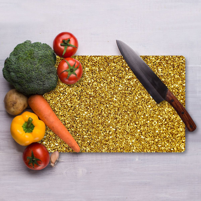 Flourish Tempered Glass Cutting Board, 7.9 x 11.8 inches | 100% Antibacterial, Easy-Clean Surface, Non-Slip Silicone Feet | Perfect for Food Prep & Serving, Durable & Stylish Kitchen Essential, Not Dishwasher Safe