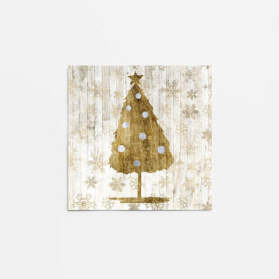 Impression d'arbre de Noël rustique doré