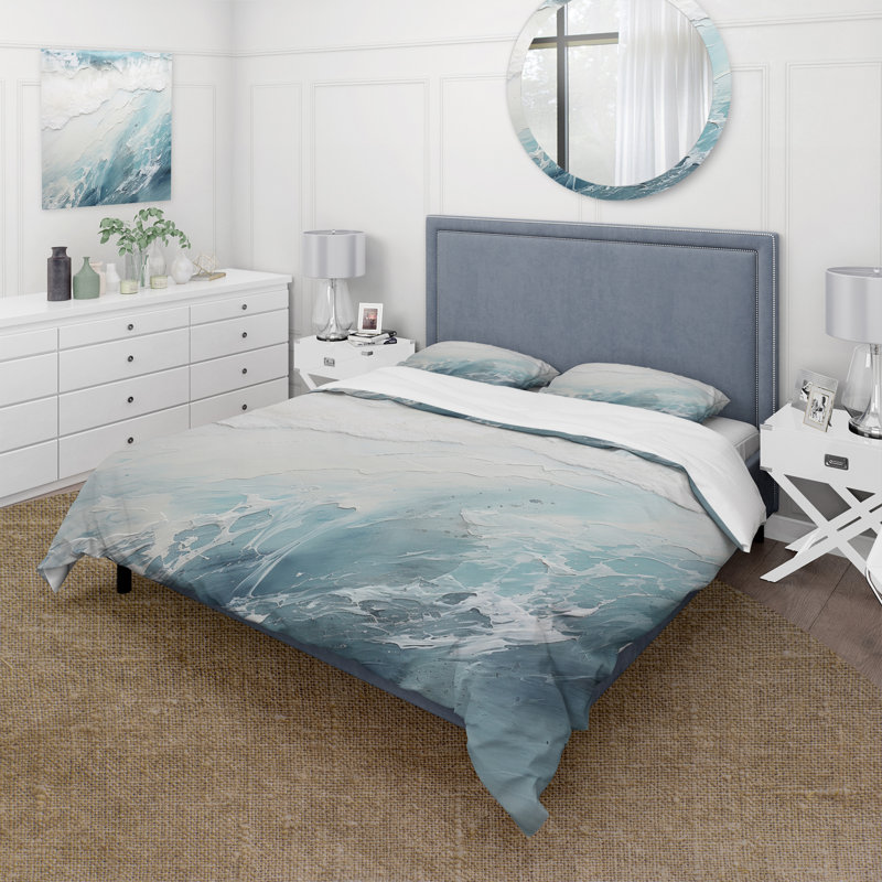 Ensemble de housse de couette Soft Color Minimal Beach Wave I - Coastal Beach