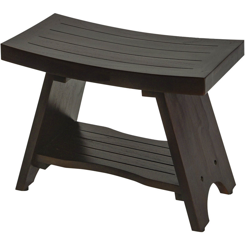 18" X 24" Teak Shower Bench, Dark Brown