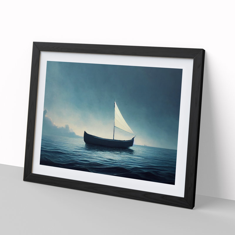 Solo Sailing Boat Vol.2 - Framed Print, 46cm H x 64cm W x 2cm D, Black