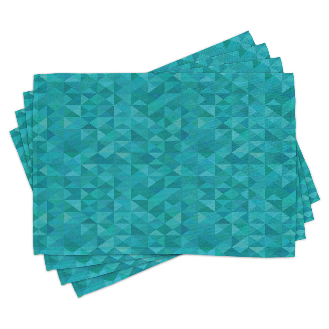 Platzmatten, Triangles Squares Moderne, Teal, Türkis Aqua