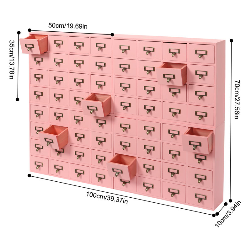 Ensemble de rangement de bureau 64 tiroirs, Rose