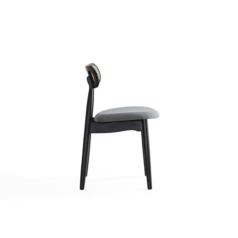 Oliver Black and Cane Solid Wood Dining Chairs, Set of 2