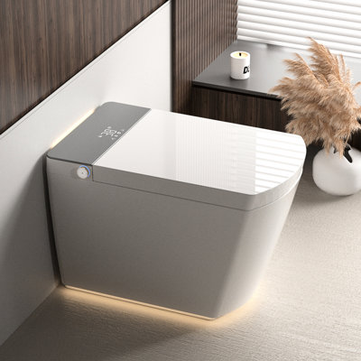 Toilette intelligente moderne intégrée avec couvercle à ouverture / fermeture automatique, siège chauffant à température, nettoyage instantané à l'eau chaude, chasse d'eau automatique, capteur de température au pied avec télécommande, affichage numérique à DEL, triple