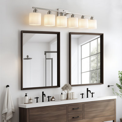 38" Bathroom Vanity Light, 6-Light Vanity Lights for Bathroom, Wall Sconce Lighting with Glass Shade, Wall Lights,Bath Vintage Wall Mounted Lamps for Mirror Bedroom