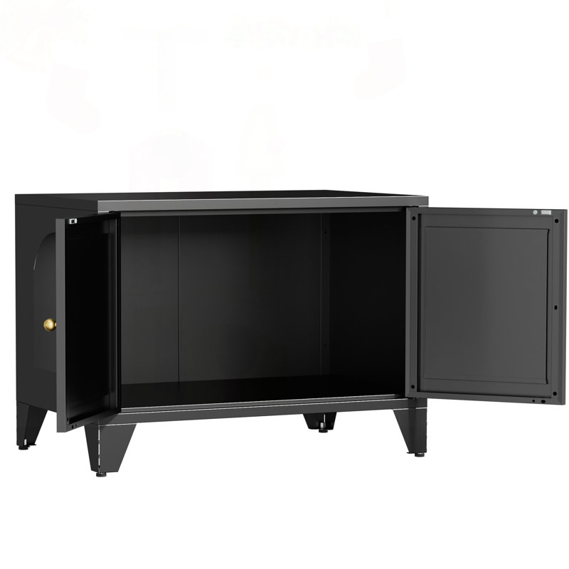 Enceinte en métal pour litière pour chat, table d'appoint moderne avec entrée latérale (noir)