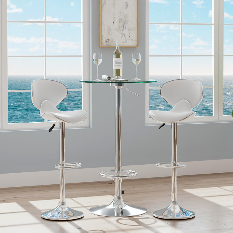 Aishvi 2 - Person Pedestal Dining Set, Chrome, White