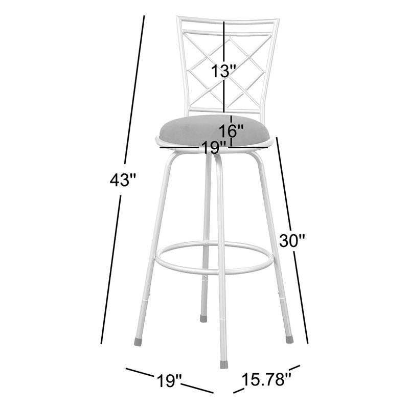 Lamoille Swivel Upholstered Adjustable Height Counter Stool with Metal Frame, Black, Silver
