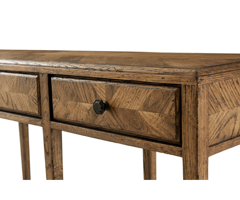 Dawn Oak Mirrored Console Table with Storage