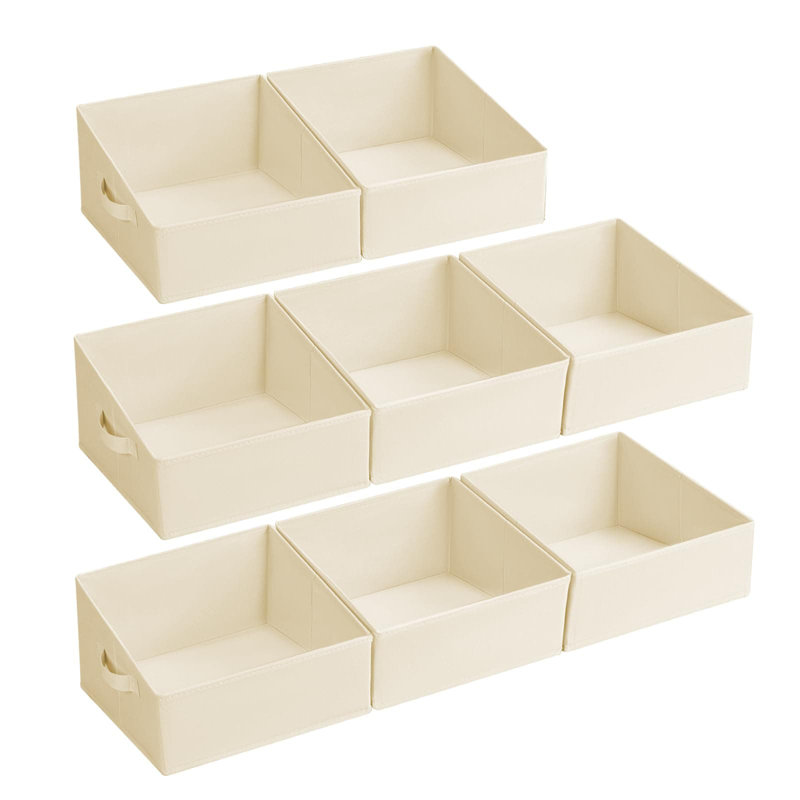 Fabric Closet Storage Bins 6 Pack - Foldable Trapezoid Organizer Baskets For Shelves, Clothing, Toys, Books, Towels And Home Organization
