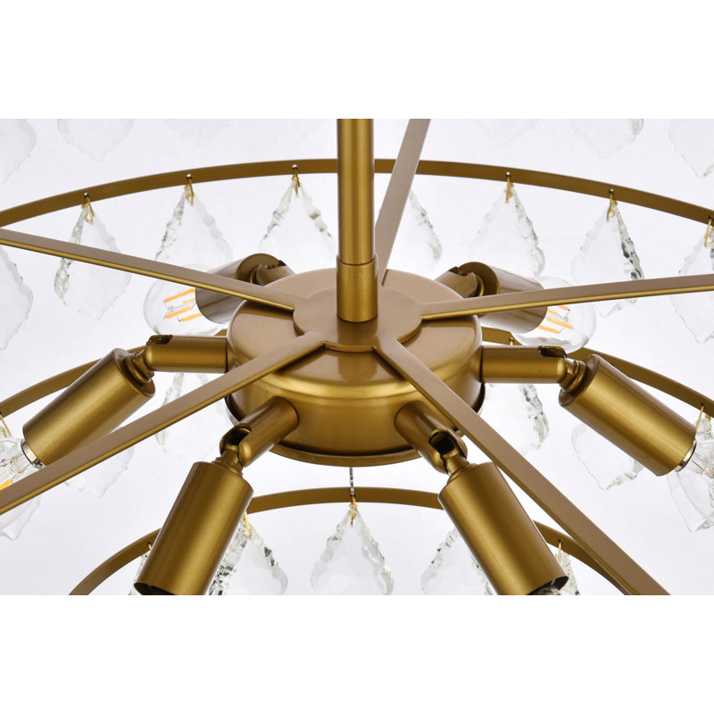 Marina Dimmable Tiered Chandelier, Brass, 58" H x 24" W x 24" D
