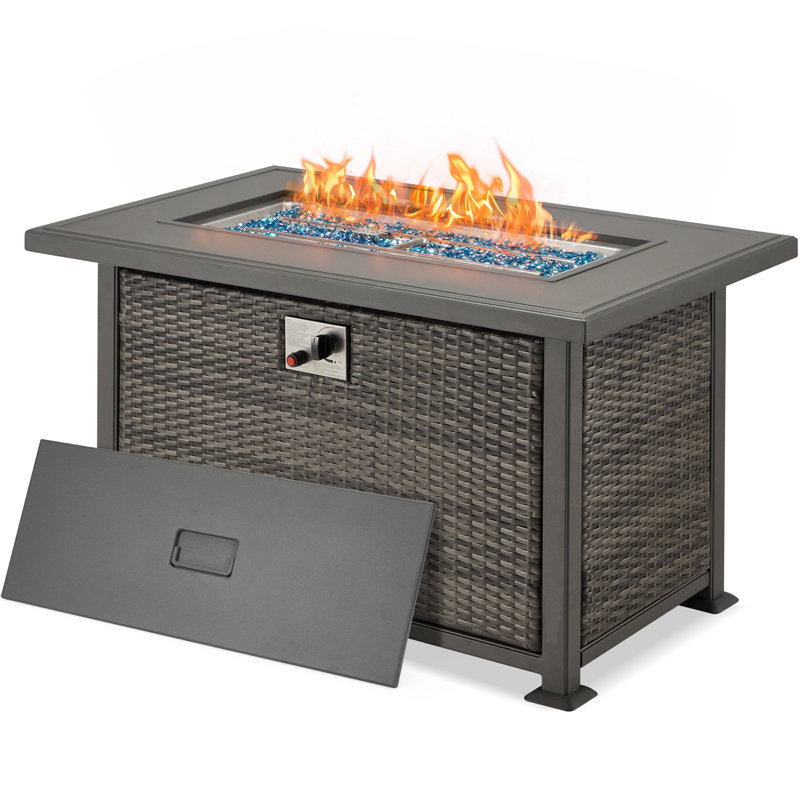 Fire Pit Table Auto-Ignition Propane Gas Fire Pit Table, Black, 24.8" H x 50.4" W x 30.5" D