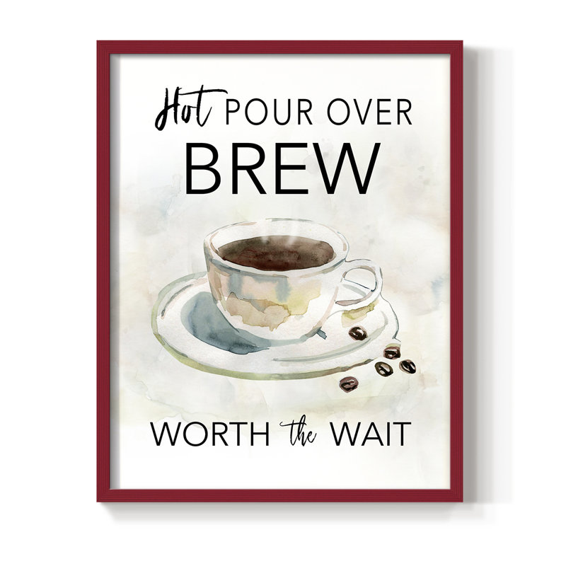 «Hot Pour Over Brew», reproduction encadrée - bois massif, H 30 po x l 24 po, Rouge