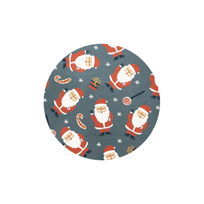 Tapis décoratif de Noël à motif de père Noël, Sous-tapis rond 3 pi 11 po inclus