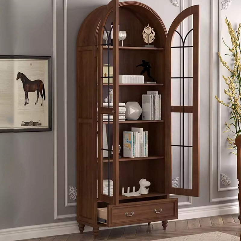 Vitrines en bois massif noisette + verre, H 82,68 po x l 31,5 po x P 15,75 po